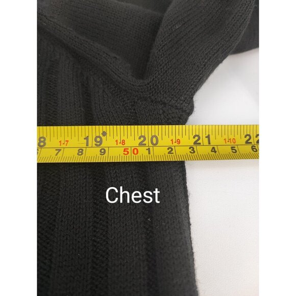 WHBM Women's  LS Mixed Rib Vnk Tunic Black Knit Size M - Picture 7 of 10